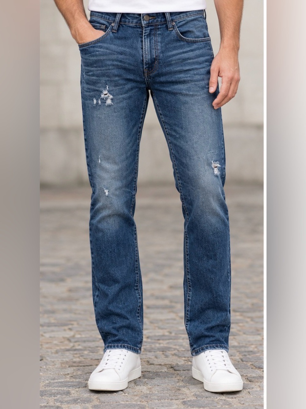 🔥PARASUCO Men's Slim Straight Dark Blue Distressed Jeans Sz 34x34🔥 Y2K Designer